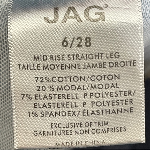 Jag Raw Hem Mid Rise Straight Leg Light Wash Jeans 6/28 - Picture 8 of 8